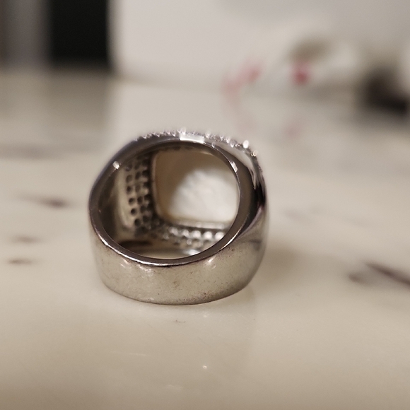 18KGP Sterling Silver | Mother Peal Ring Sz 7 - Picture 6 of 9